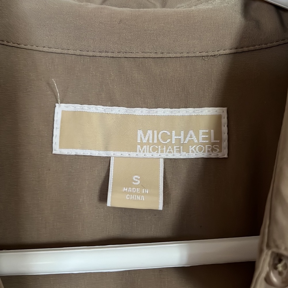 Michael Kors Taupe Button-Front Midi Shirt Dress - Picture 5 of 6